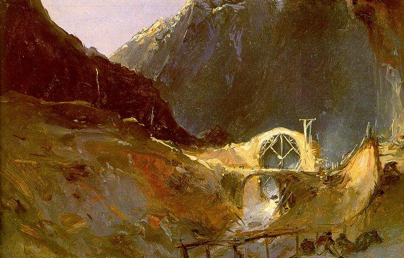 Charles Blechen The Building of Devil's Bridge